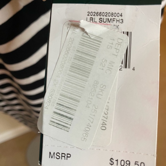 Ralph Lauren Black and White Striped On/Off Shoulder Dress - 2X - NWT - Picture 13 of 16